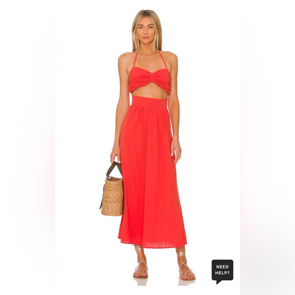 Revolve SNDYS Boat Linen Dress in Spice